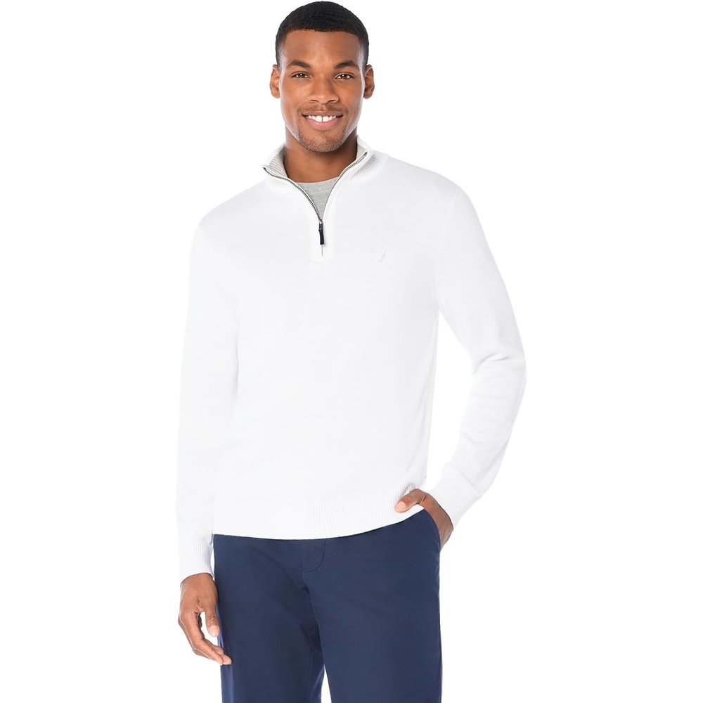 image:imageNautica Mens QuarterZip SweaterBright White