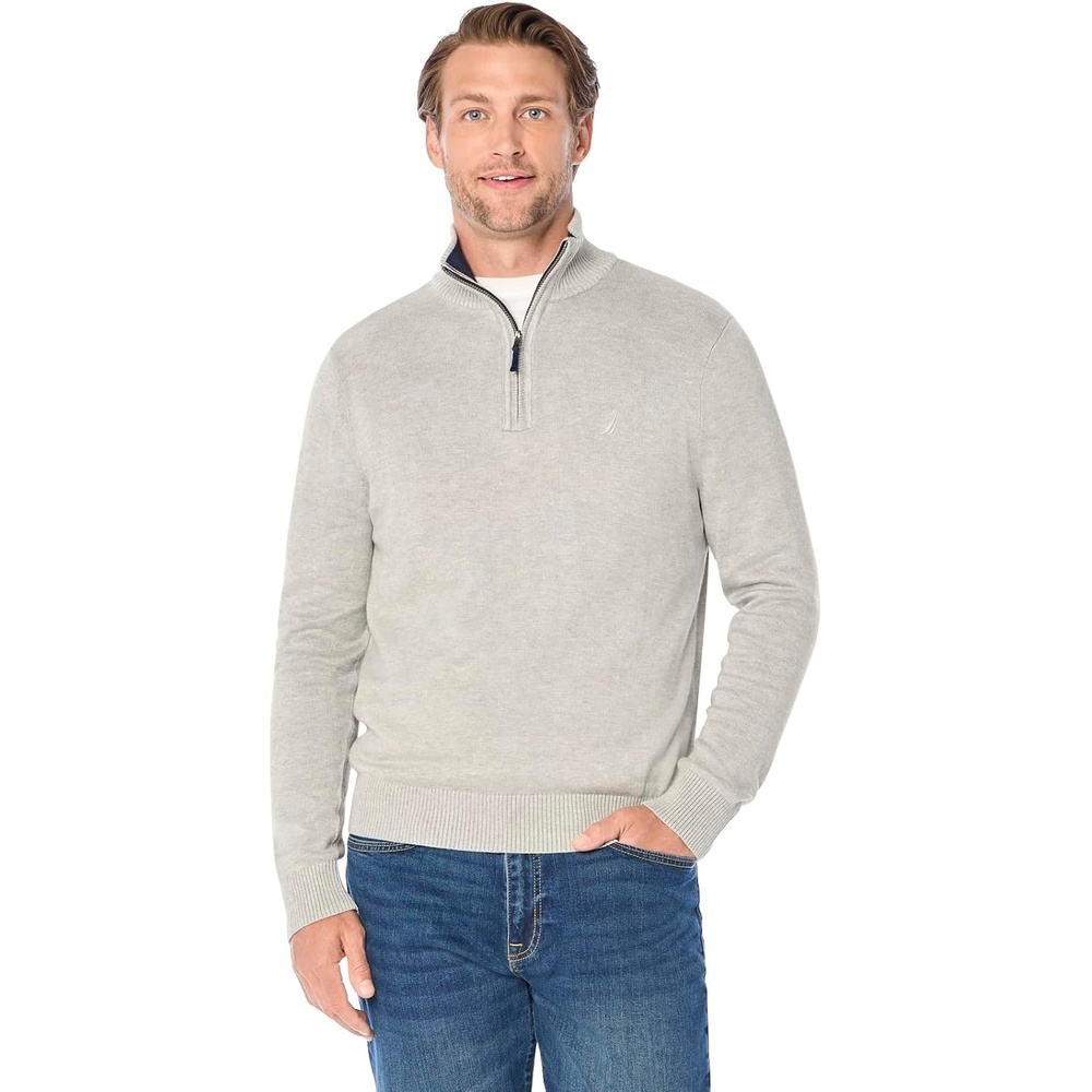 image:imageNautica Mens QuarterZip SweaterGrey Heather