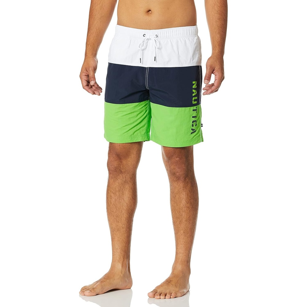 image:imageNautica Mens Quick Dry Classic Logo TriBlock Series Swim TrunkGrass Blade