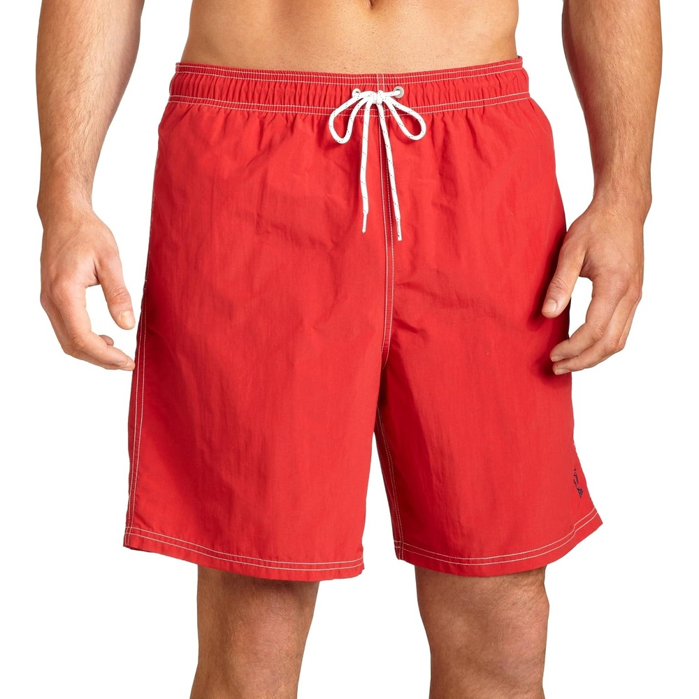 image:imageNautica Mens Quick Dry Solid Swim TrunkRed