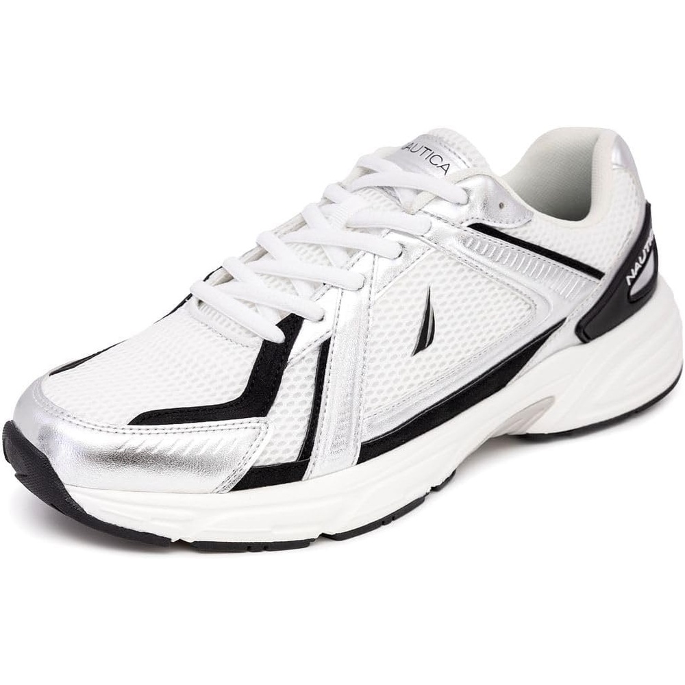 image:imageNautica Mens Running Sneakers Sport Fashion LaceUp Athletic Soft Shoes for Gym Tennis Men Cushioned Breathable Lightweight amp ComfortableWhite Metallic