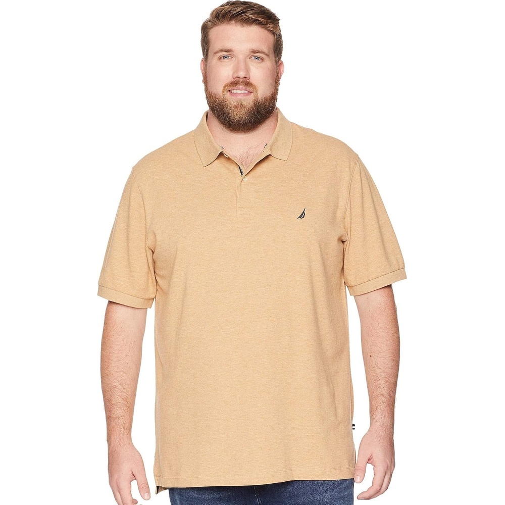 image:imageNautica Mens Short Sleeve Stretch Solid Deck Polo ShirtDesert Camel Heather
