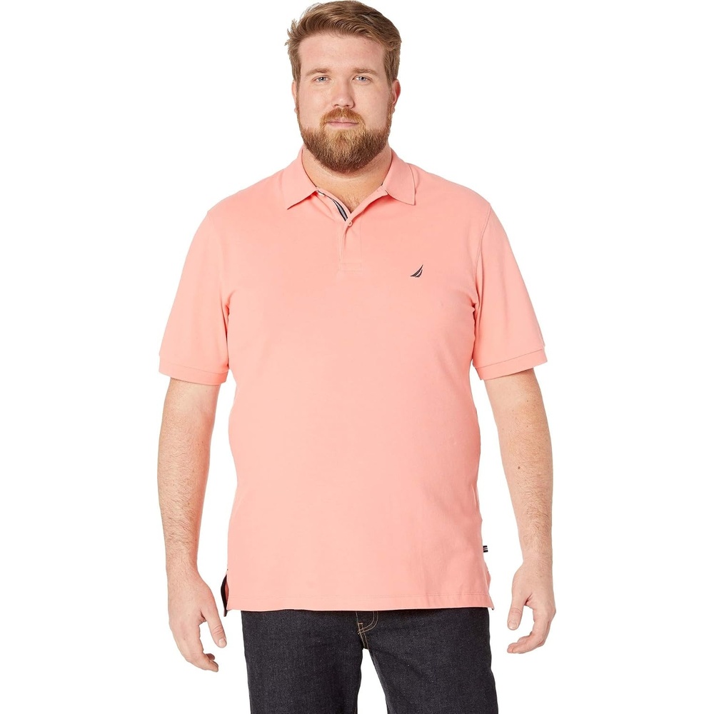 image:imageNautica Mens Short Sleeve Stretch Solid Deck Polo ShirtPale Coral