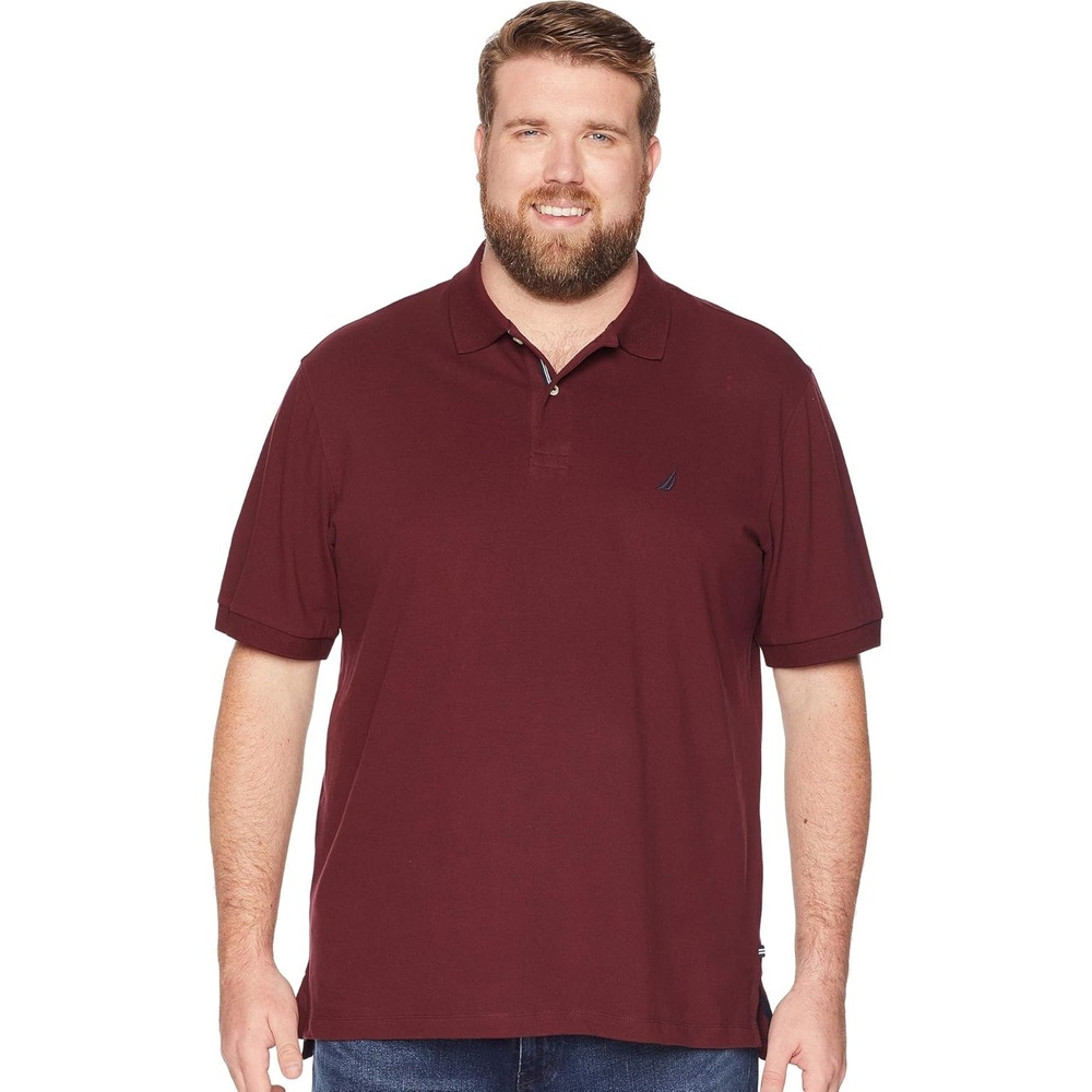 image:imageNautica Mens Short Sleeve Stretch Solid Deck Polo ShirtRoyal BurgundyRed