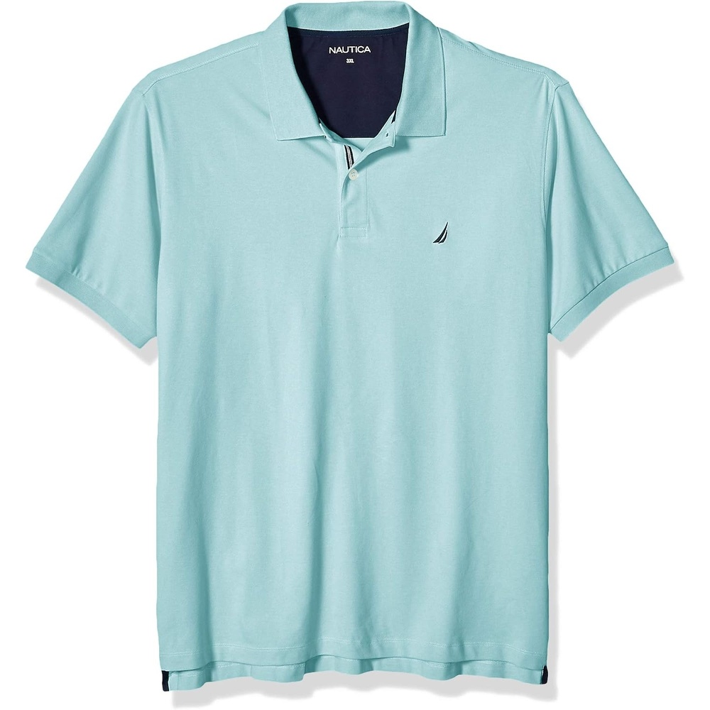 image:imageNautica Mens Short Sleeve Stretch Solid Deck Polo ShirtWater Slide Heather