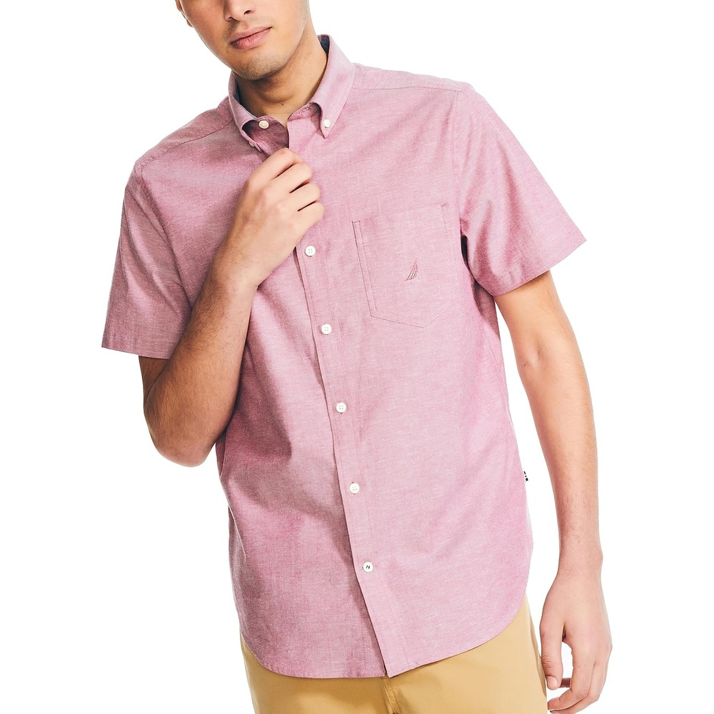 image:imageNautica Mens ShortSleeve Oxford ShirtBiking Red