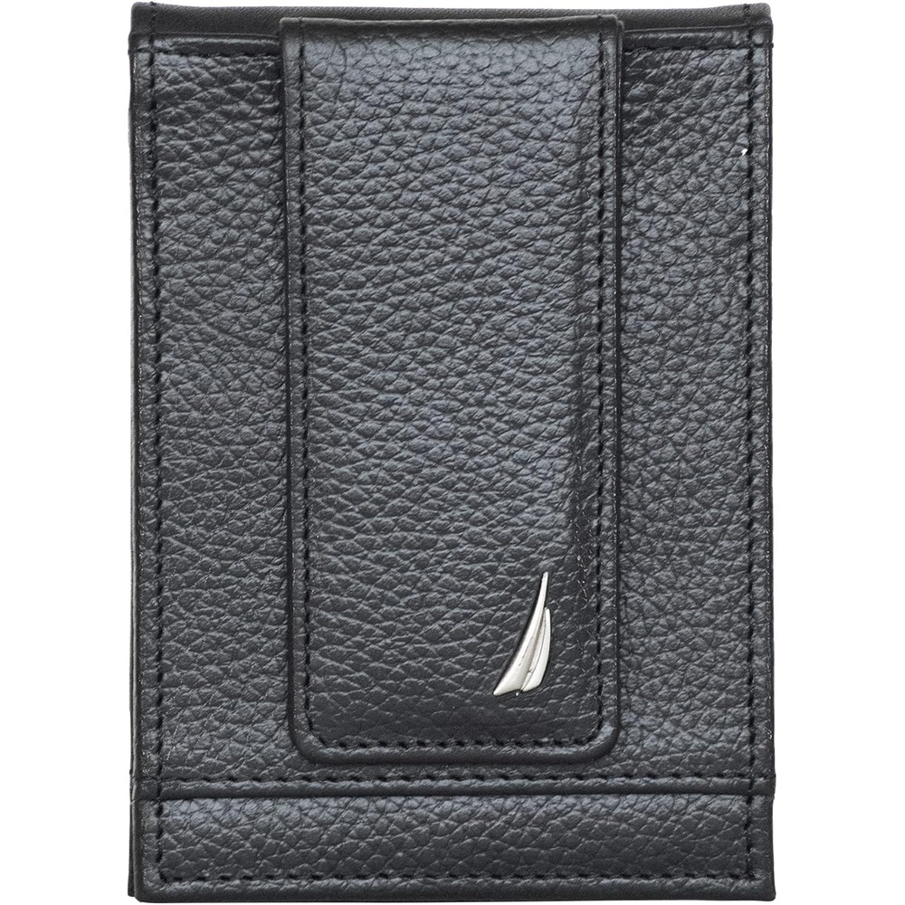 image:imageNautica Mens Slim Wallet Card Case RFID Blocking ID Window Minimalist Lightweight Genuine LeatherJClass Black