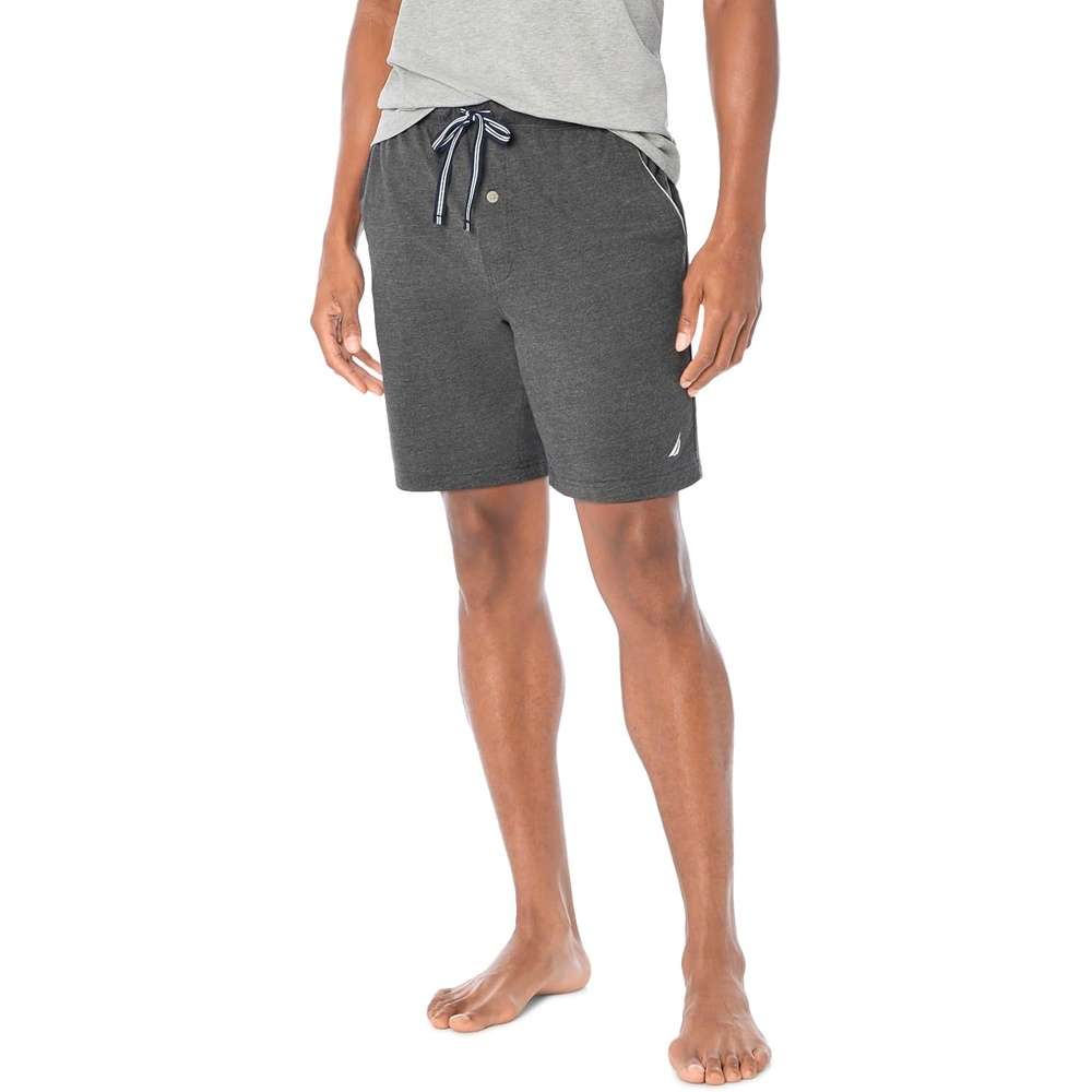image:imageNautica Mens Soft Knit Elastic Waistband Sleep Lounge ShortCharcoal Heather