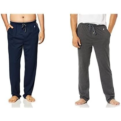 image:imageNautica Mens Soft Knit Sleep Lounge PantNavyCharcoal Heather 2 Pack