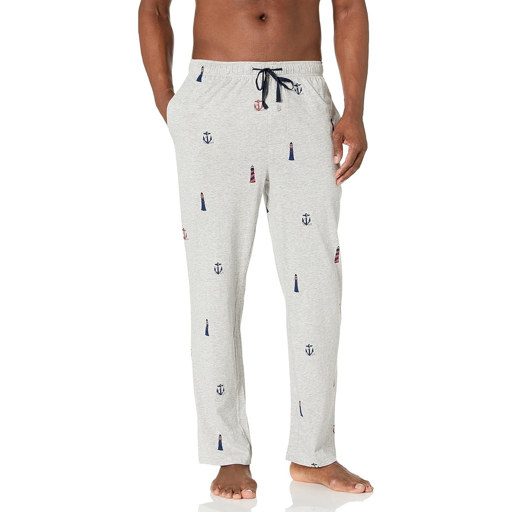 image:imageNautica Mens Soft Woven 100 Cotton Elastic Waistband Sleep Pajama PantGrey Heather