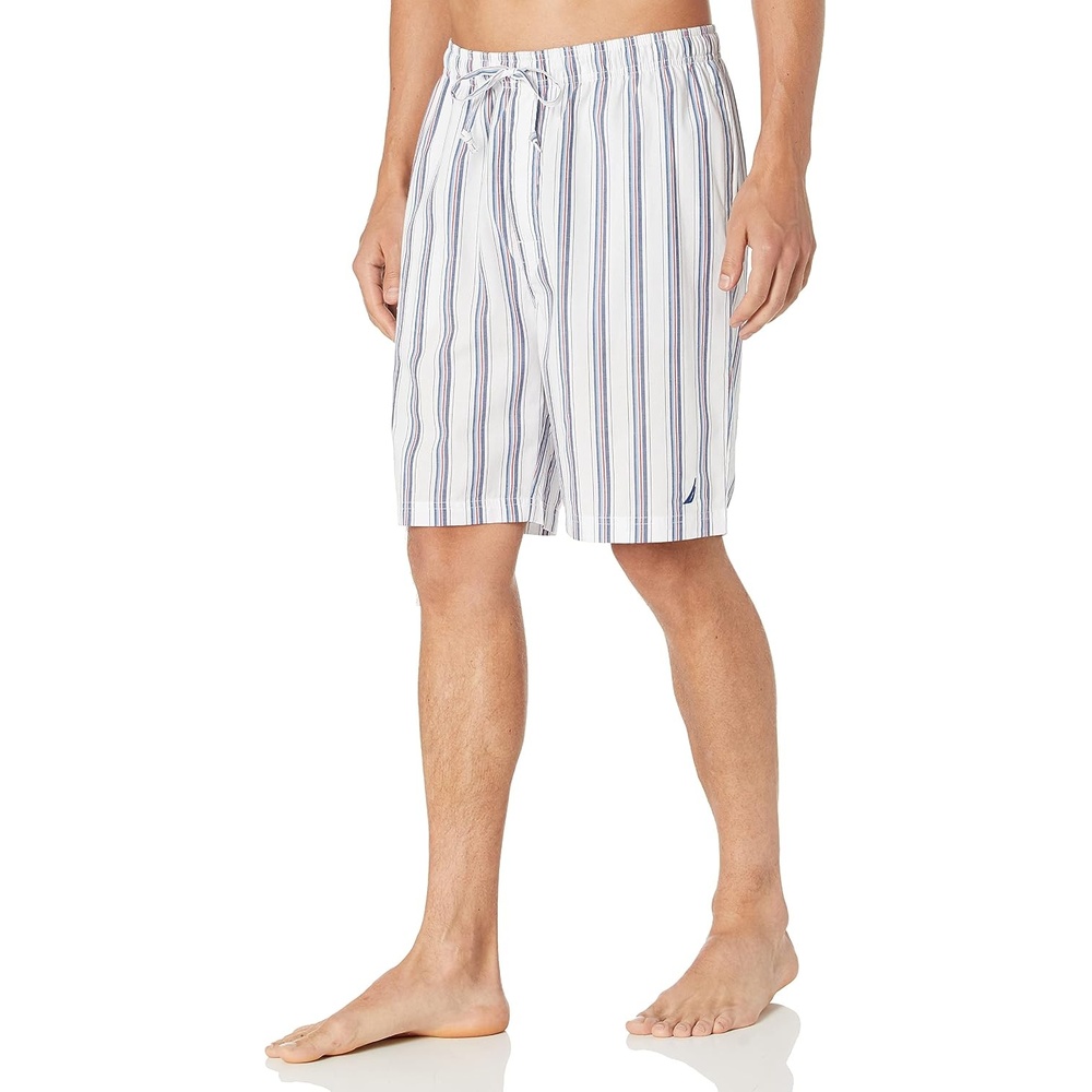image:imageNautica Mens Soft Woven 100 Cotton Elastic Waistband Sleep Pajama ShortBright White
