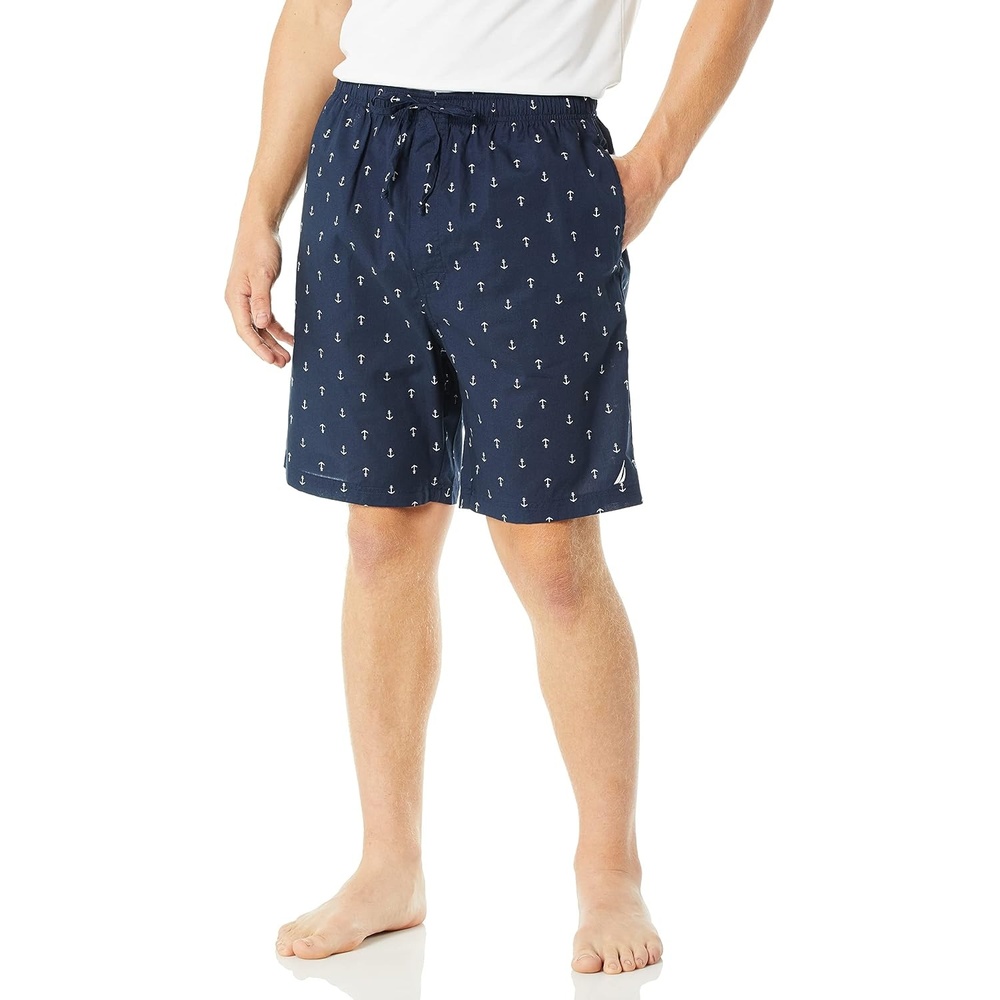 image:imageNautica Mens Soft Woven 100 Cotton Elastic Waistband Sleep Pajama ShortTrue Navy