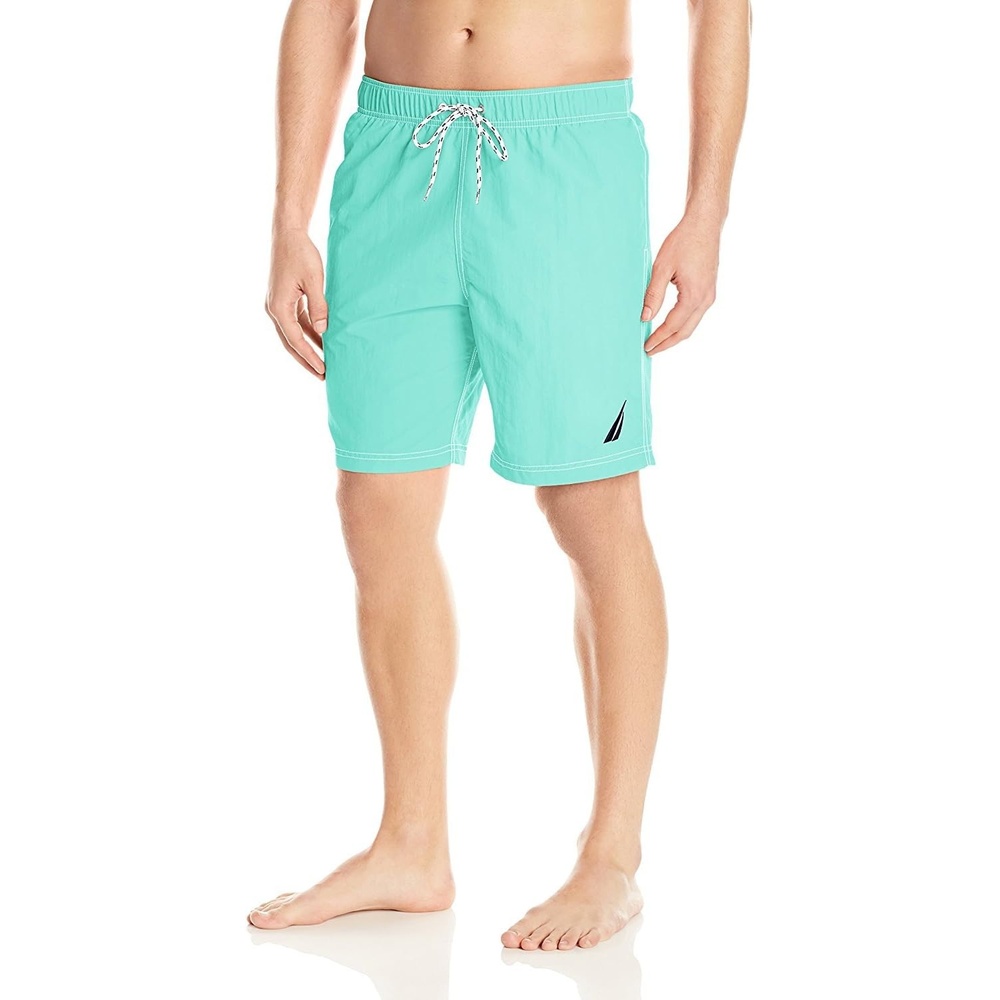image:imageNautica Mens Solid Quick Dry Classic Logo SwimTrunkBali Bliss
