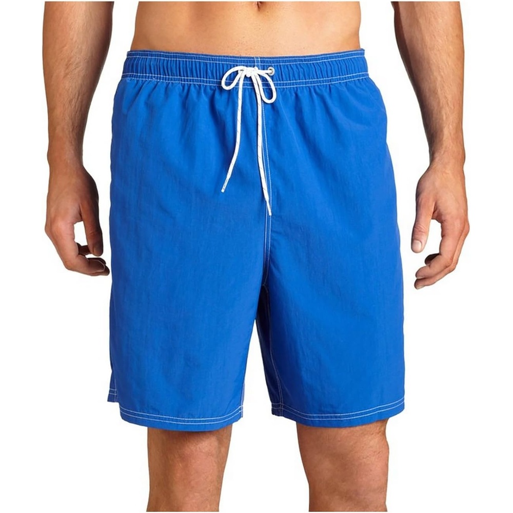 image:imageNautica Mens Solid Quick Dry Classic Logo SwimTrunkNautica Blue