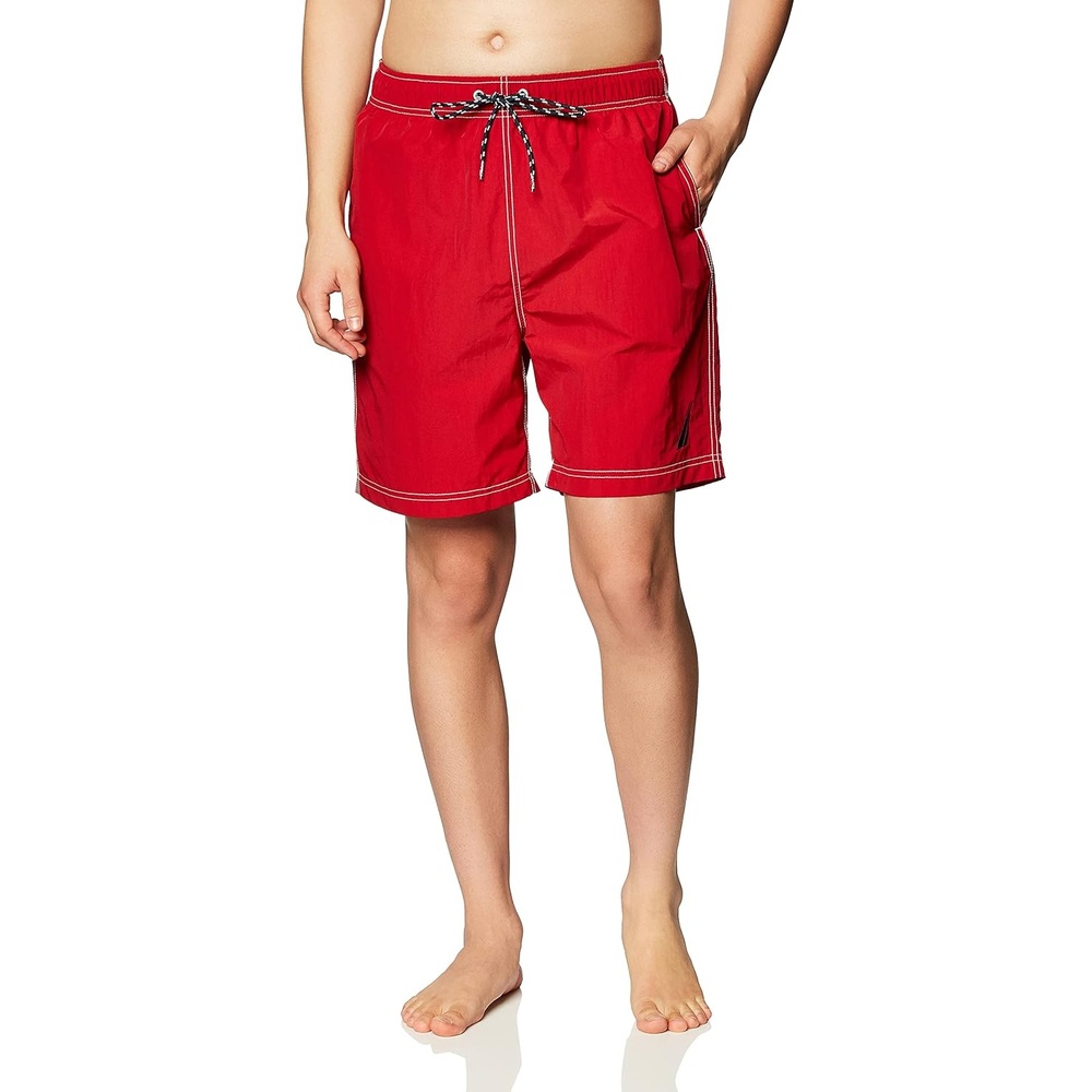 image:imageNautica Mens Solid Quick Dry Classic Logo SwimTrunkNautica Red