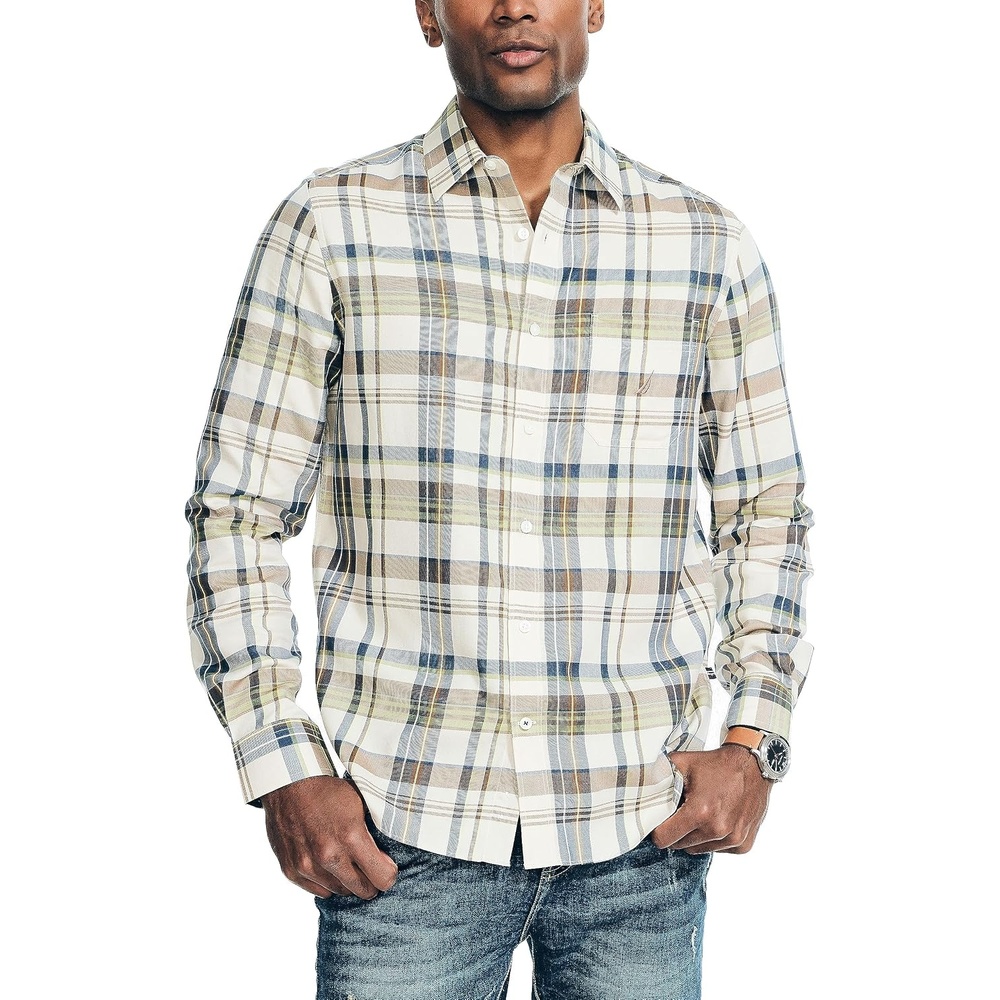image:imageNautica Mens Sustainably Crafted Plaid ShirtOatmeal