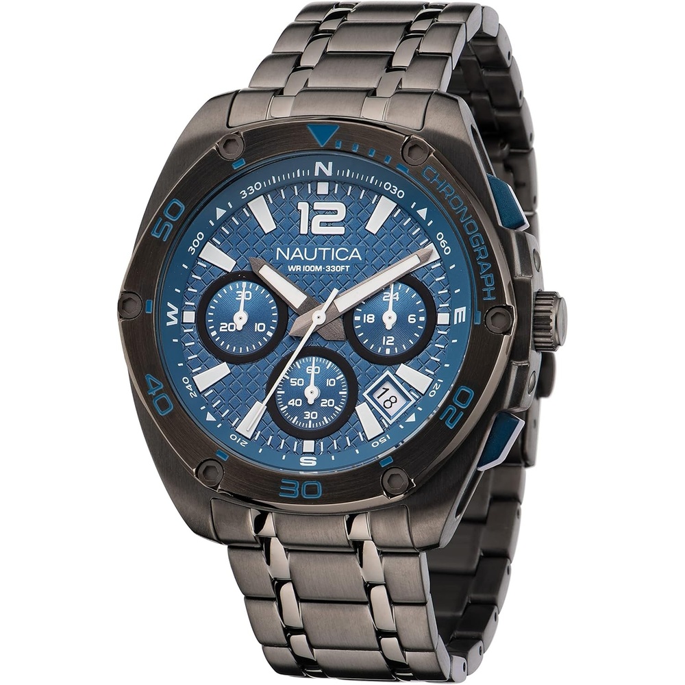 image:imageNautica Mens Tin Can Bay WatchGunmetalBlueSilver