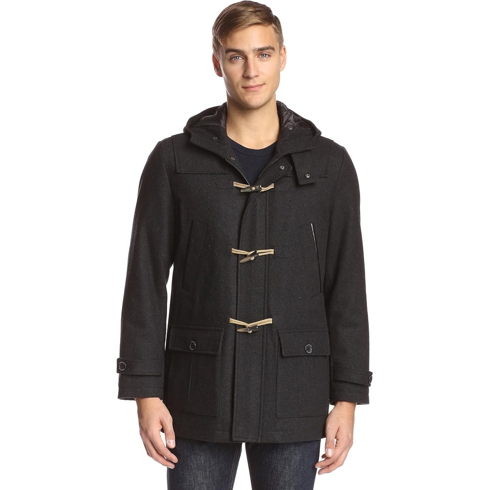 image:imageNautica Mens Wool Blend Peacoat DoubleBreasted Winter Coat Regular Big amp Tall SizesCharcoal Gray
