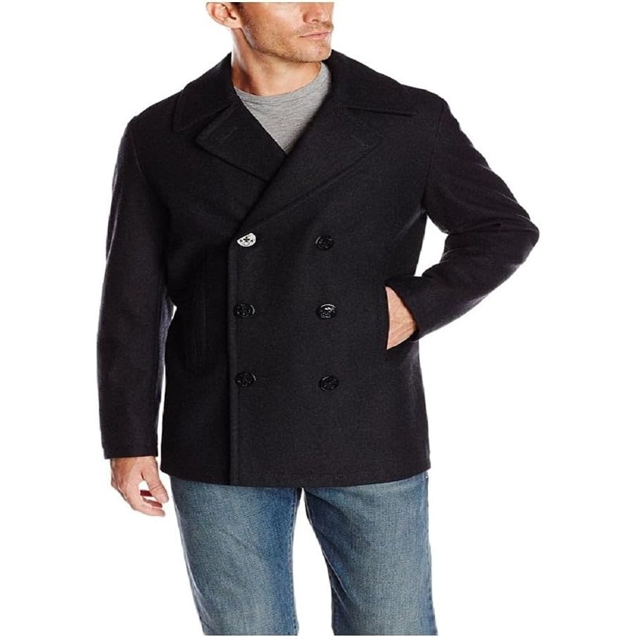 image:imageNautica Mens Wool Blend Peacoat DoubleBreasted Winter Coat Regular Big amp Tall SizesGray Ch