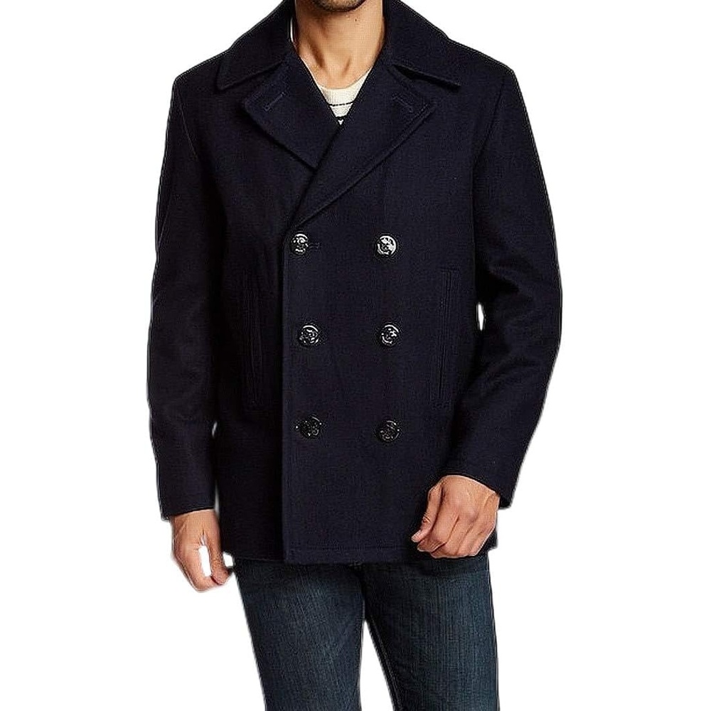 image:imageNautica Mens Wool Blend Peacoat DoubleBreasted Winter Coat Regular Big amp Tall SizesNvy