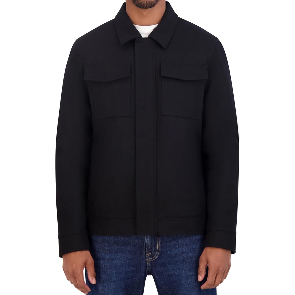 image:imageNautica Mens Wool Jacket Diamond Quilted Lining Polyfill Insulation Snap amp Zip ClosureAnthracite