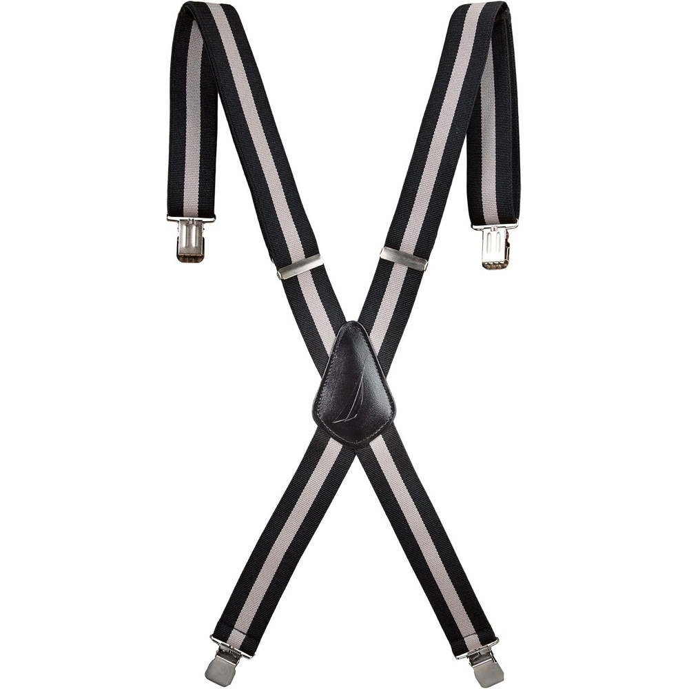 image:imageNautica Mens XBack 15 Fully Adjustable Striped Jeans Suspender with Signature ClipsGrey