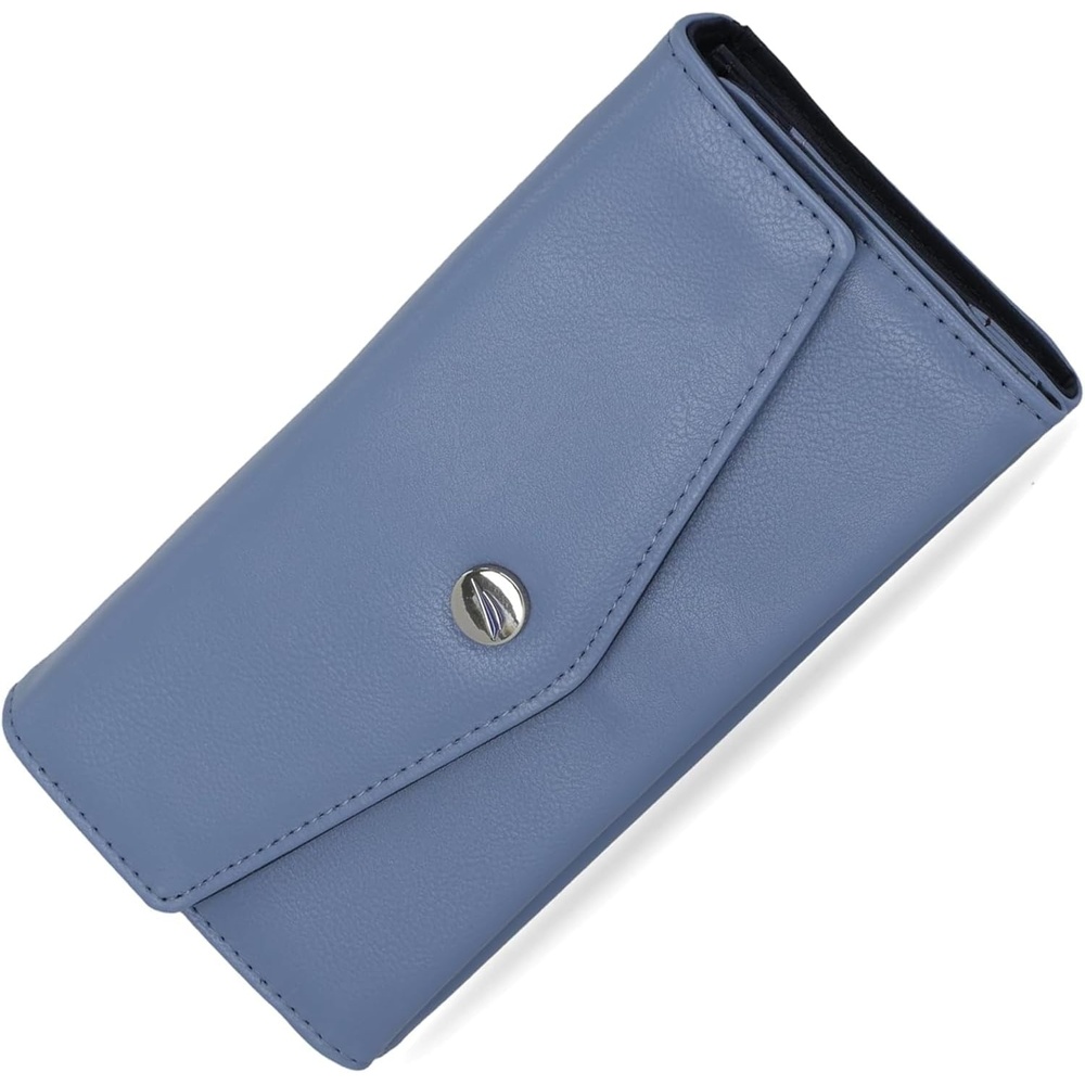 image:imageNautica Money Manager Womens Slim RFID Blocking Wallet Small Bifold Credit Card Holder with Zipper Coin Pocket and ID WindowMarine