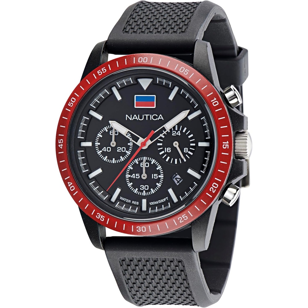 image:imageNautica One Mens WatchBlackRedIP Black