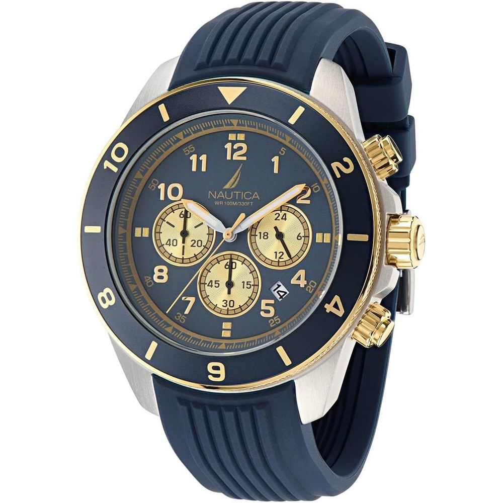 image:imageNautica One Mens WatchBlueGoldSilver