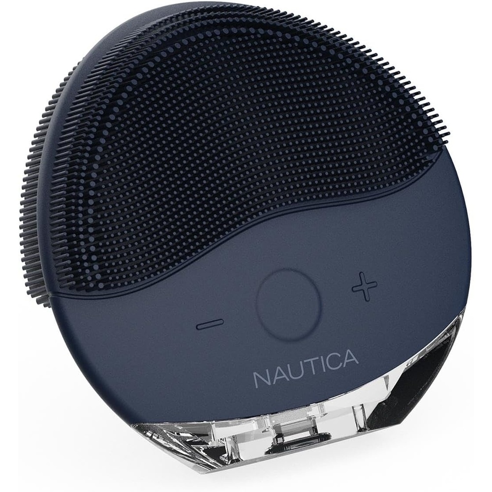 image:imageNautica PC110 DualSided Sonic Silicone Face Scrubber with USB Charging amp LED Indicator Waterproof Rechargeable Face Exfoliator Brush with Sonic Technology for Deep CleansingNavy