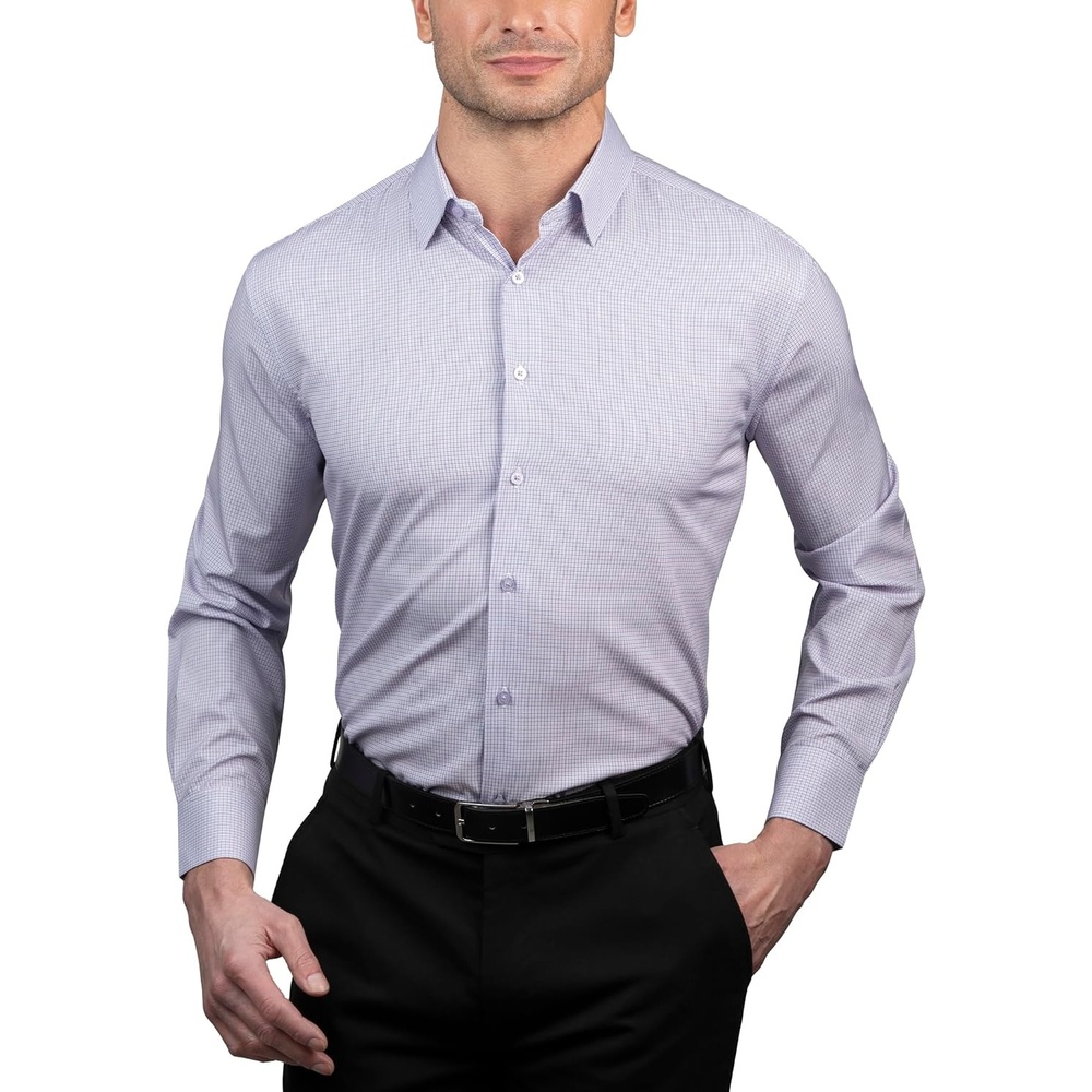 image:imageNautica Regular Fit Long Sleeve Button Down Dress Shirts for Men Wrinkle Free Long Sleeve Shirt Mens Formal 4Way StretchNavy and Pink Check