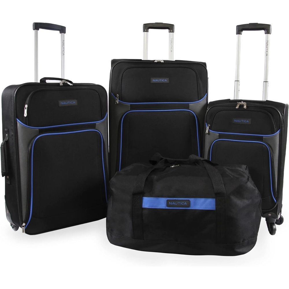 image:imageNautica Seascape Collection 4pc Softside Luggage Set BlackBlueBLACK BLUE