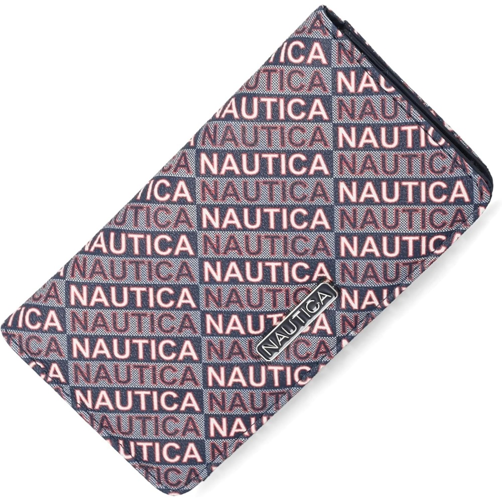 image:imageNautica Seaside Slim Womens Wallet RFID Blocking Credit Card Holder Coin Purse Checkbook Organizer Clutch Small Vegan Leather Wallet for Travel IndigoBlack Jacquard