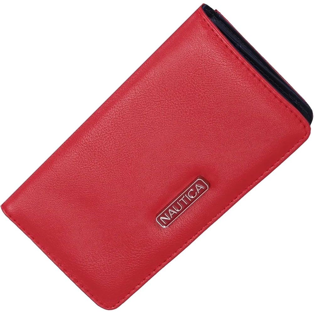 image:imageNautica Seaside Slim Womens Wallet RFID Blocking Credit Card Holder Coin Purse Checkbook Organizer Clutch Small Vegan Leather Wallet for Travel IndigoRed