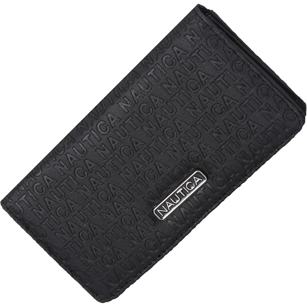 image:imageNautica Seaside Slim Womens Wallet RFID Blocking Credit Card Holder Coin Purse Checkbook Organizer Clutch Small Vegan Leather Wallet for Travel IndigoBlack Logo