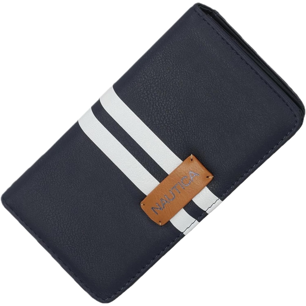 image:imageNautica Seaside Slim Womens Wallet RFID Blocking Credit Card Holder Coin Purse Checkbook Organizer Clutch Small Vegan Leather Wallet for Travel IndigoIndigo
