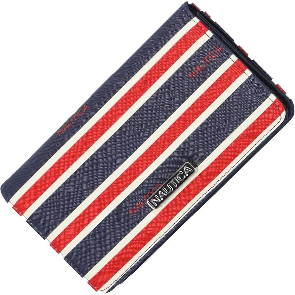 image:imageNautica Seaside Slim Womens Wallet RFID Blocking Credit Card Holder Coin Purse Checkbook Organizer Clutch Small Vegan Leather Wallet for Travel IndigoIndigoRedWhite