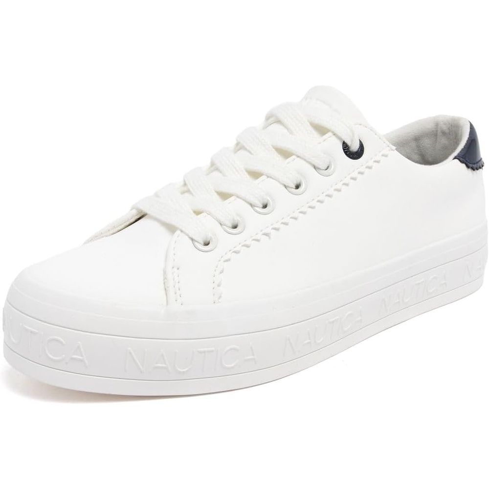 image:imageNautica Women Fashion Sneaker LaceUp Tennis Casual Shoes for LadiesWhite Navy Ilex