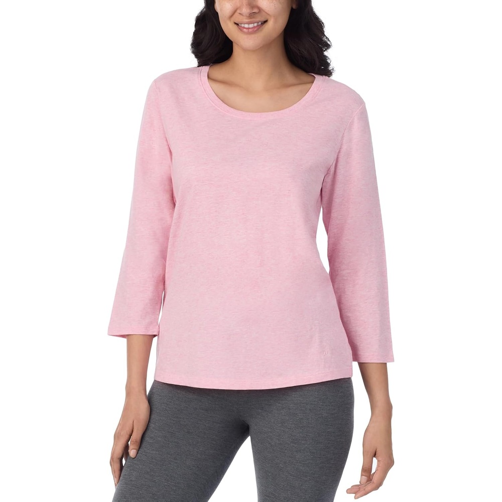 image:imageNautica Womens 34 Sleeve Sleep Shirt Lightweight Breathable Pajama Top Cotton Knit Jersey Crewneck Sleepwear LoungewearHeather Rose