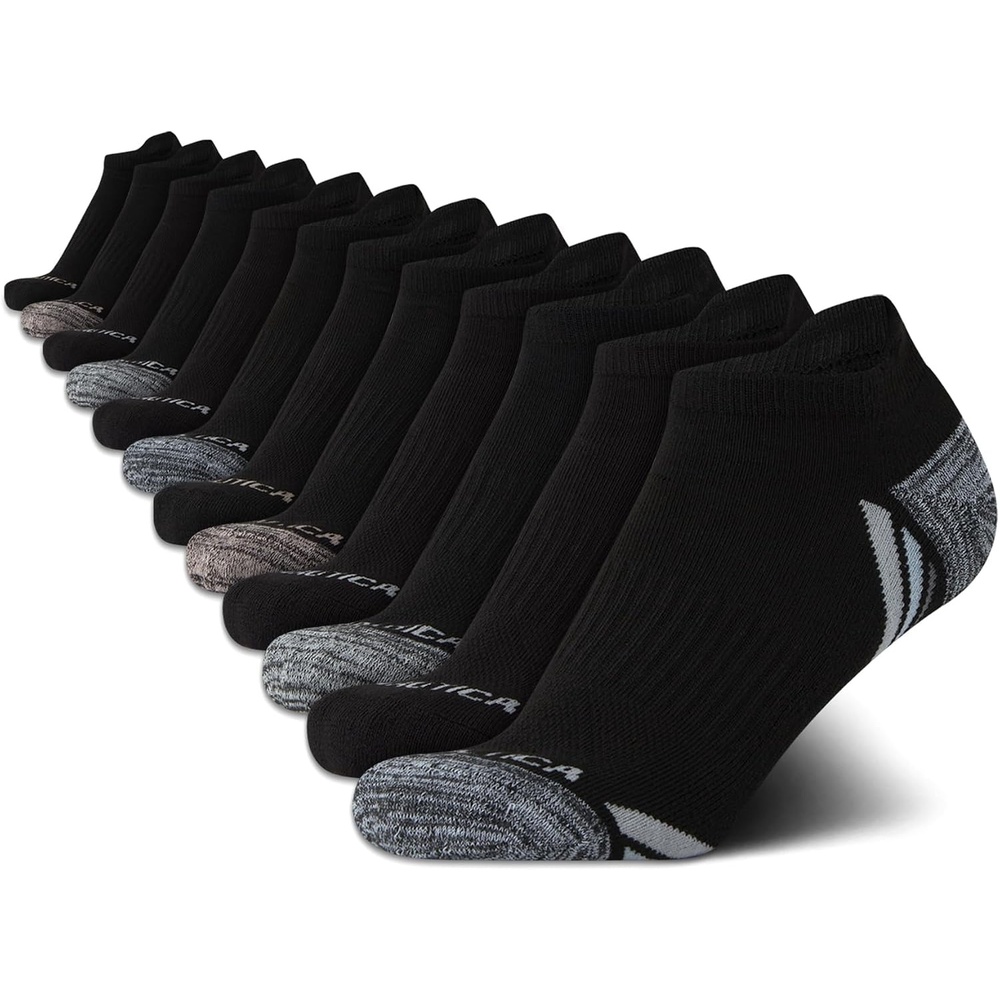 image:imageNautica Womens Ankle Socks 12 Pack Breathable Mesh Cushioned Low Cut Socks for Women Gym Athletic Womens Socks 410BlackGrey