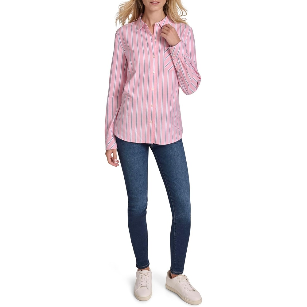 image:imageNautica Womens Button Front Long Sleeve Roll Tab ShirtConfetti Multi