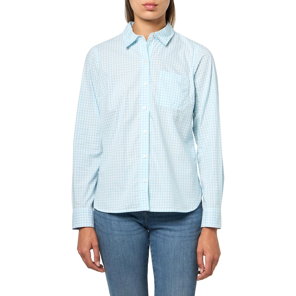 image:imageNautica Womens Button Front Long Sleeve Roll Tab ShirtPorcelain BlueBright White