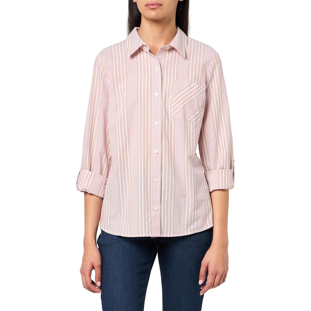 image:imageNautica Womens Button Front Long Sleeve Roll Tab ShirtTannin Multi