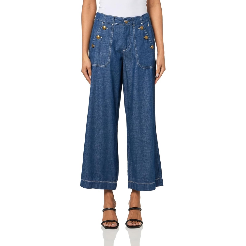 image:imageNautica Womens Button Pocket Wide Leg Sailor JeansIndigo Wash
