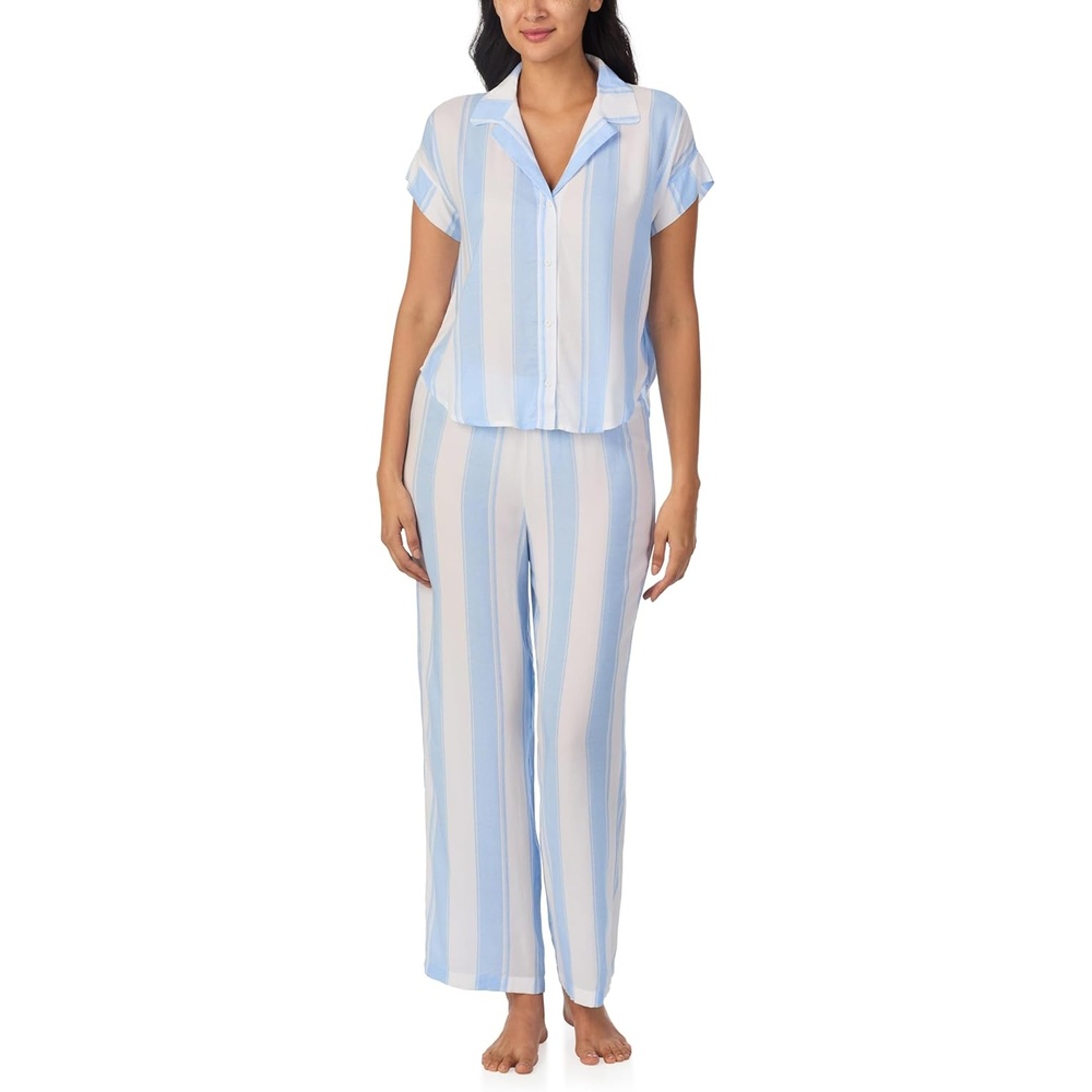 image:imageNautica Womens Button Up Pajama Set 2Piece Summer Lightweight PJ Set Top and Pants Lounge and Sleep Sets for WomenBlue Stripe