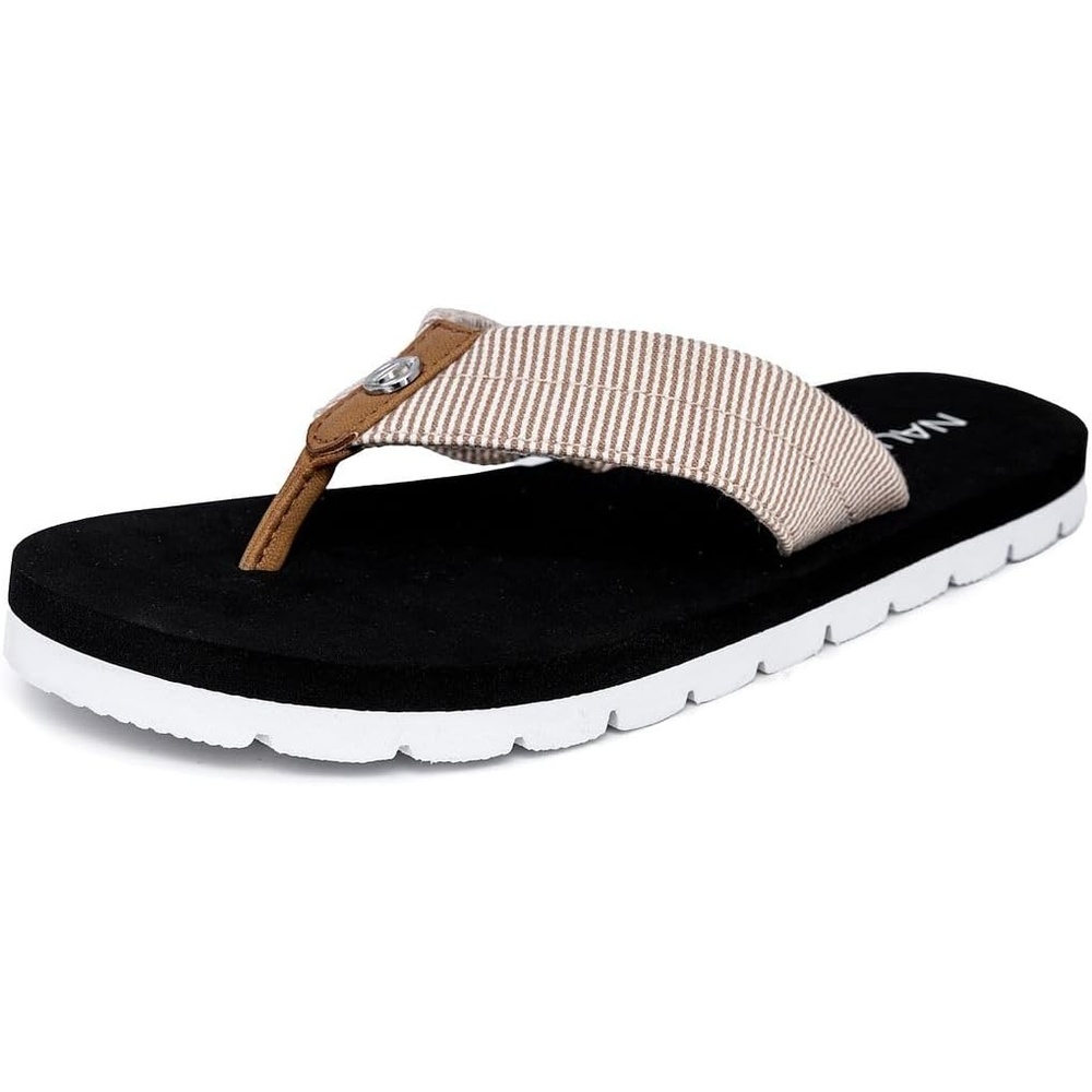 image:imageNautica Womens Casual Thong FlipFlop SandalsTan Stripe