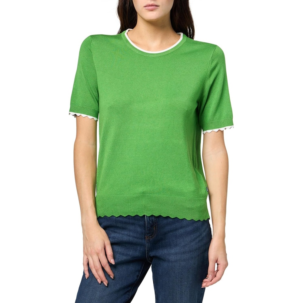image:imageNautica Womens Crew Neck Solid Short Sleeve SweaterNew LeafBright White
