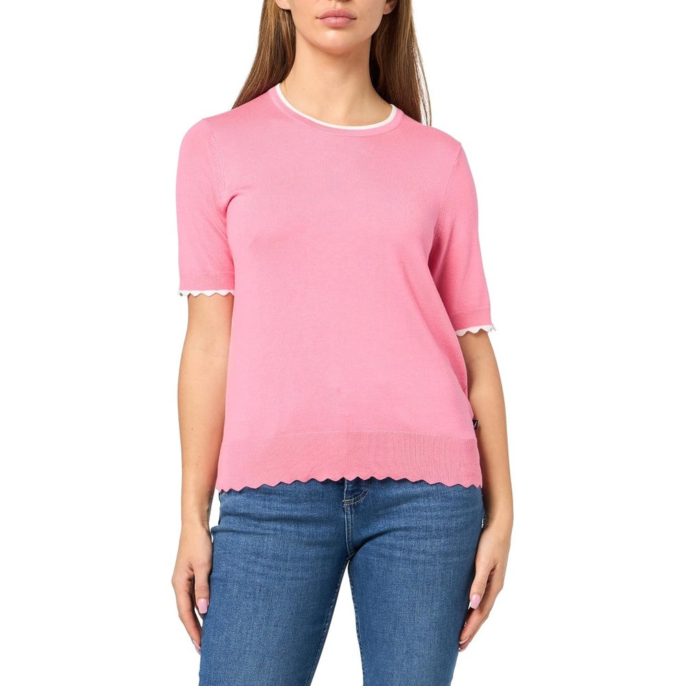 image:imageNautica Womens Crew Neck Solid Short Sleeve SweaterPeonyBright White