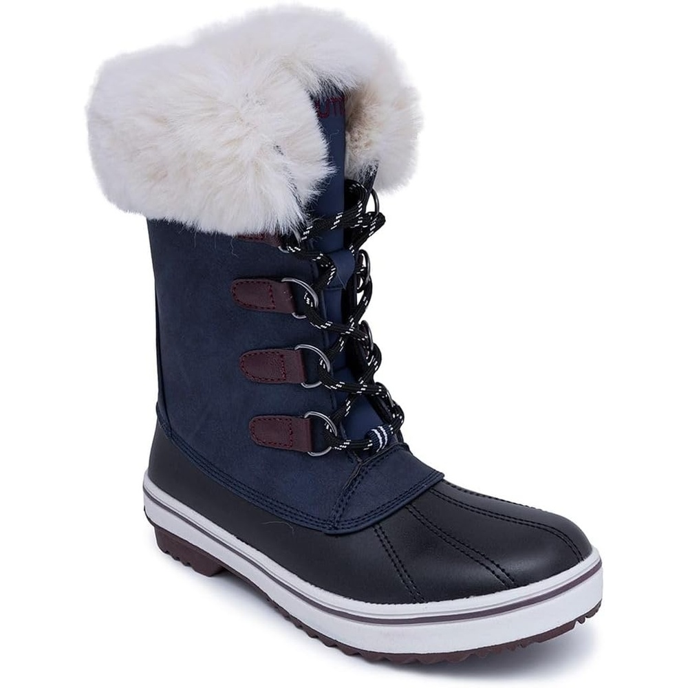 image:imageNautica Womens LaceUp Winter Snow amp Rain Boots WaterResistant Insulated Boots with Cozy Faux Fur Lining for Warmth and Comfort GlenoakPeacoat