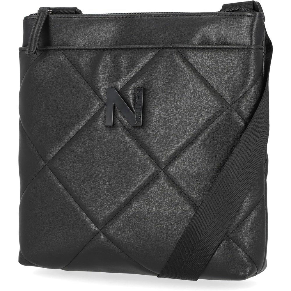 image:imageNautica Womens Lakeside Signature North South Crossbody BagBlack Marquise Quilt